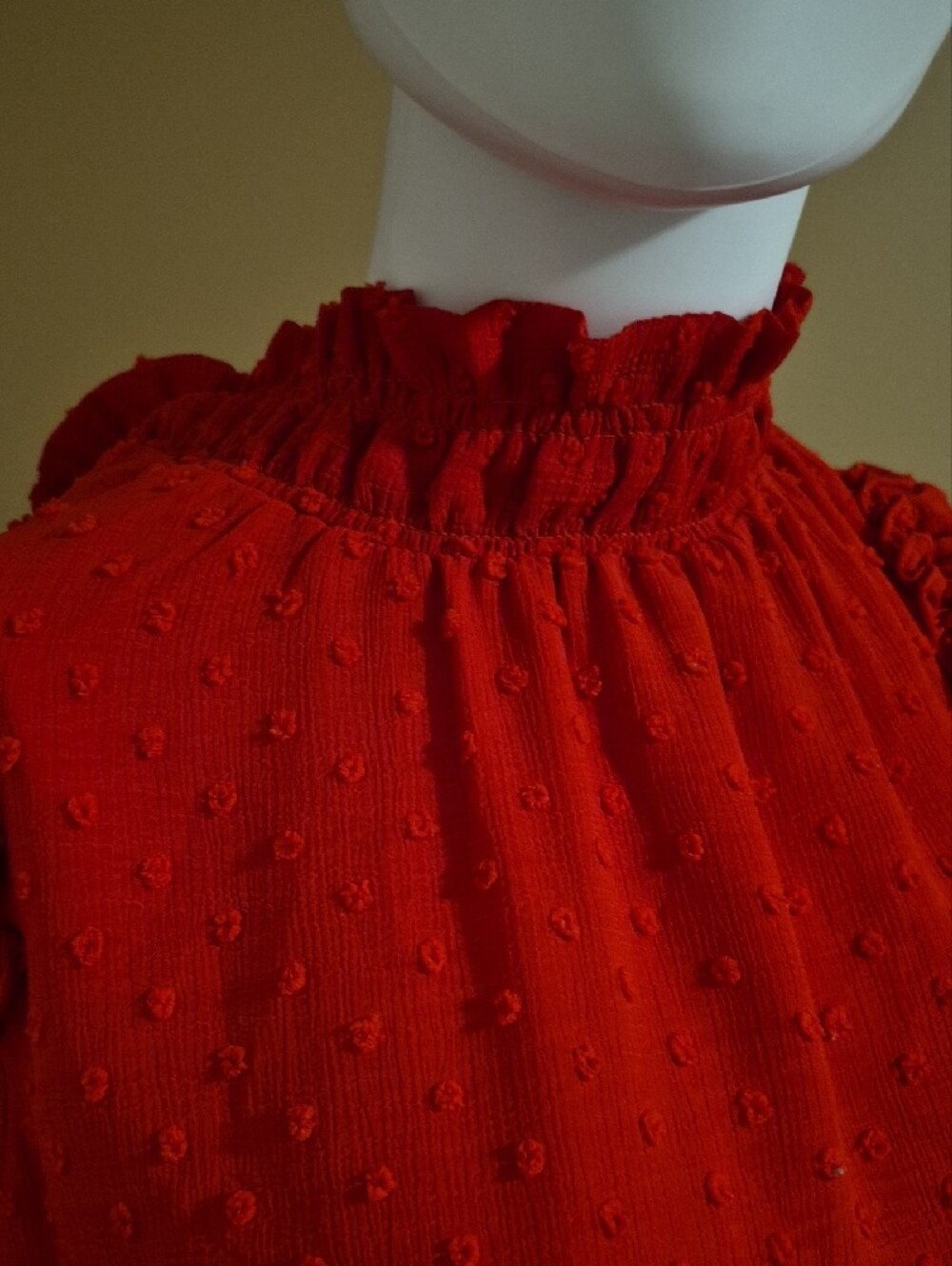 CeCe Red Textured Ruffle Sleeve Blouse - Picture 6 of 6
